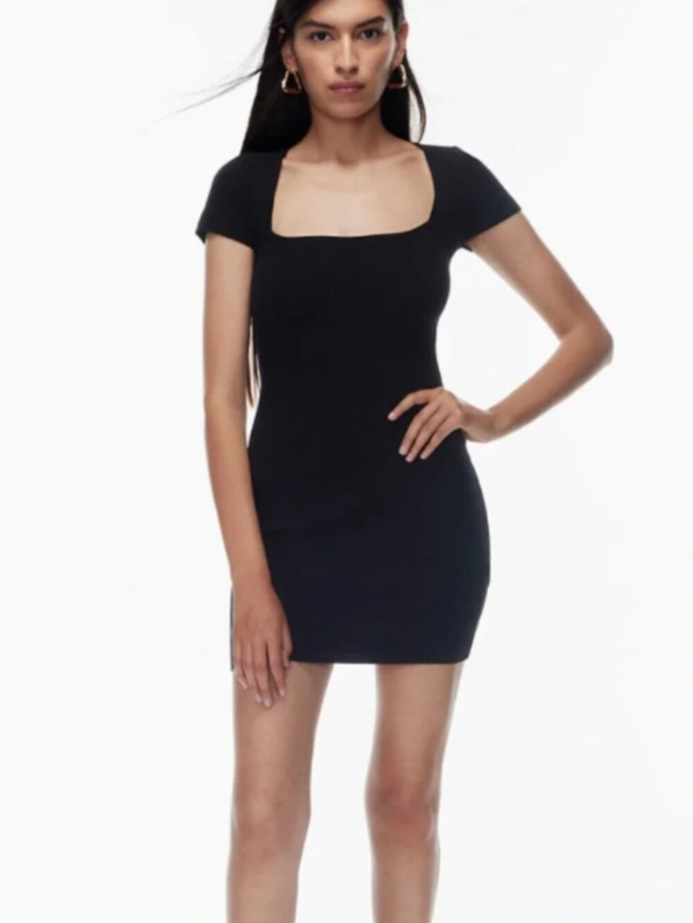 Aritzia Babaton Emerge Bodycon Ribbed Mini Dress Black size Medium